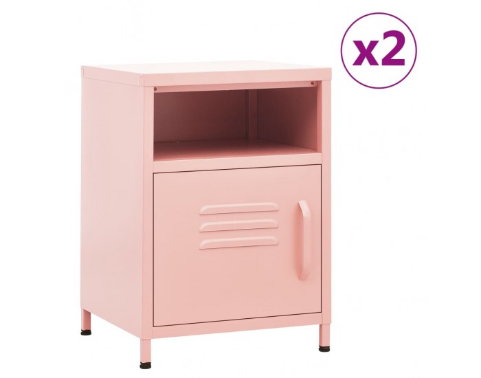 Sonata H Нощни шкафчета, 2 бр, розови, 35х35х51 см, стомана
