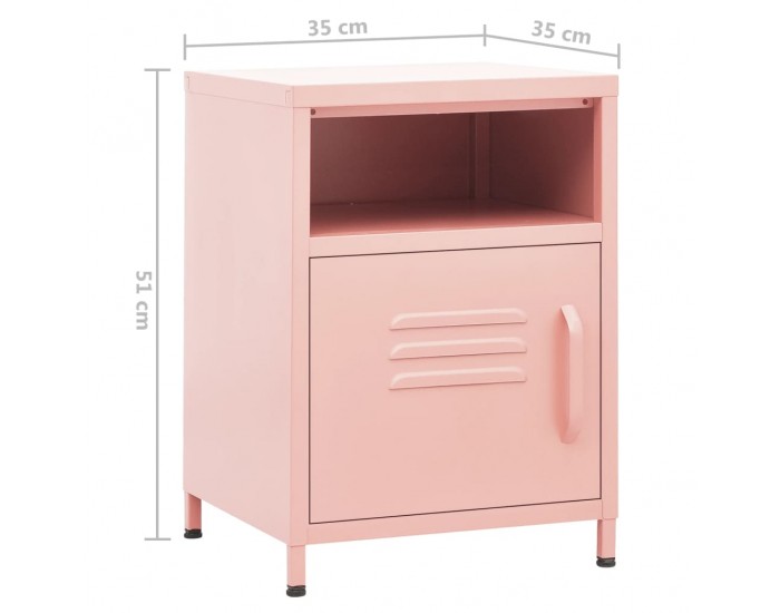 Sonata H Нощни шкафчета, 2 бр, розови, 35х35х51 см, стомана