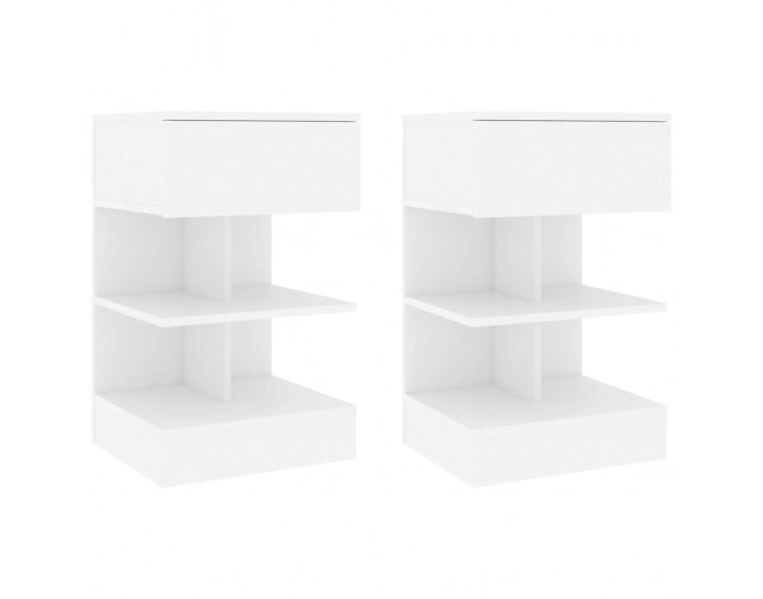 Sonata H Нощни шкафчета, 2 бр, бели, 40x35x65 см, инженерно дърво