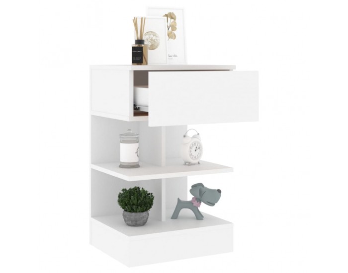 Sonata H Нощни шкафчета, 2 бр, бели, 40x35x65 см, инженерно дърво