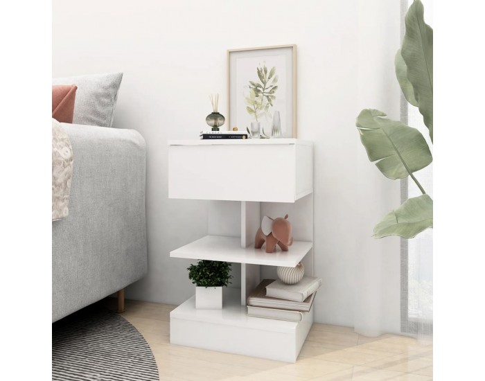 Sonata H Нощни шкафчета, 2 бр, бели, 40x35x65 см, инженерно дърво