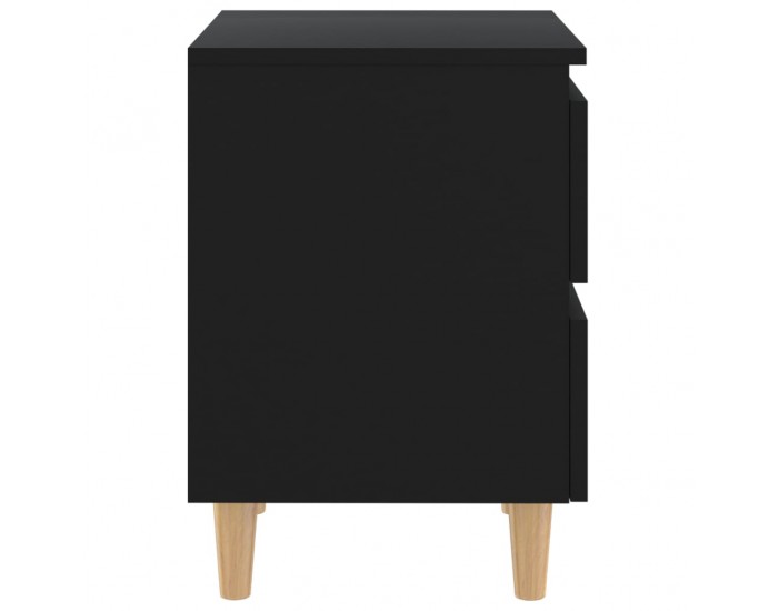 Sonata H Нощно шкафче с крака от боров масив, черно, 40x35x50 см