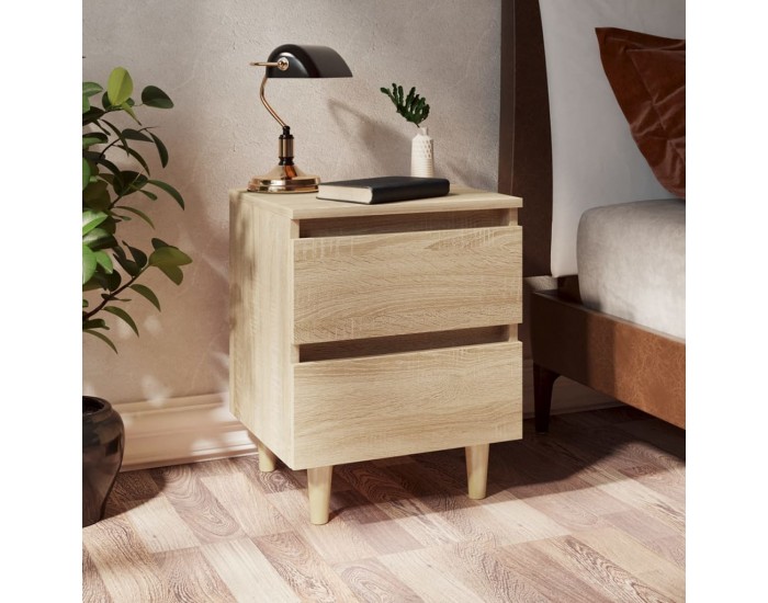 Sonata H Нощни шкафчета с крака от бор масив 2 бр дъб сонома 40x35x50 см