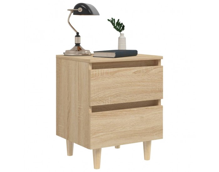 Sonata H Нощни шкафчета с крака от бор масив 2 бр дъб сонома 40x35x50 см