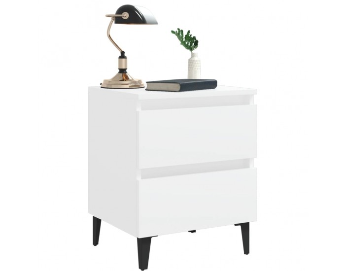 Sonata H Нощни шкафчета, 2 бр, бели, 40x35x50 см, инженерно дърво