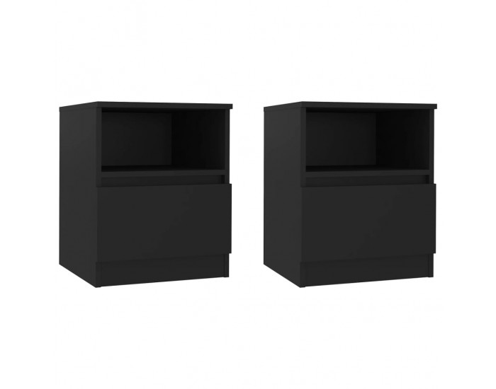 Sonata H Нощни шкафчета, 2 бр, черни, 40x40x50 см, инженерно дърво