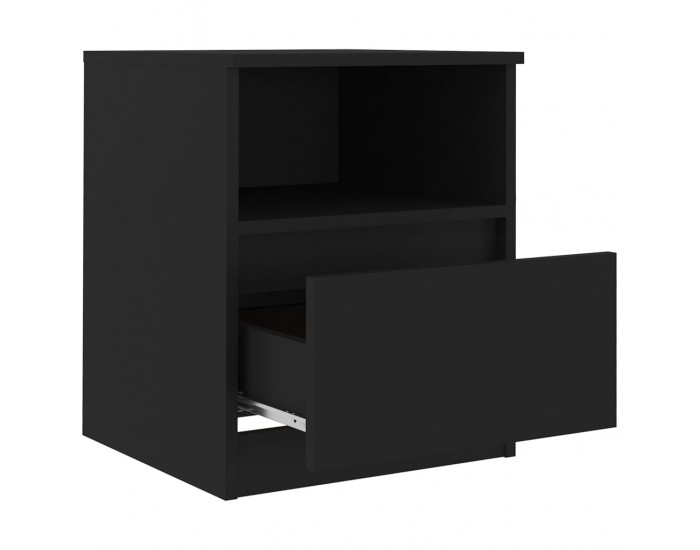 Sonata H Нощни шкафчета, 2 бр, черни, 40x40x50 см, инженерно дърво