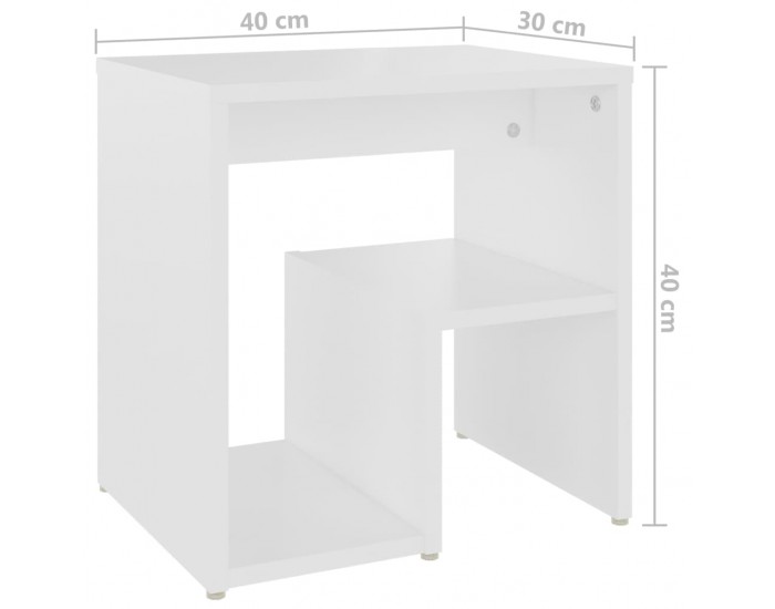 Sonata H Нощно шкафче, бяло, 40x30x40 см, инженерно дърво