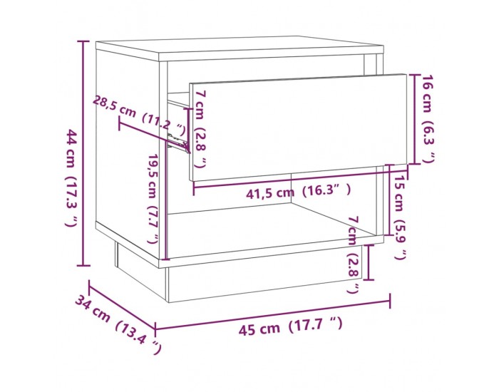 Sonata H Нощни шкафчета, 2 бр, бетонно сив, 45x34x44 см, инженерно дърво