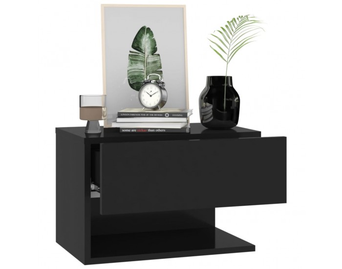 Sonata H Нощно шкафче за стенен монтаж, черно