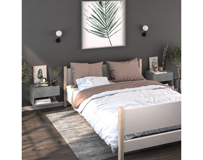 Sonata H Нощни шкафчета за стенен монтаж, 2 бр, бетонно сиви