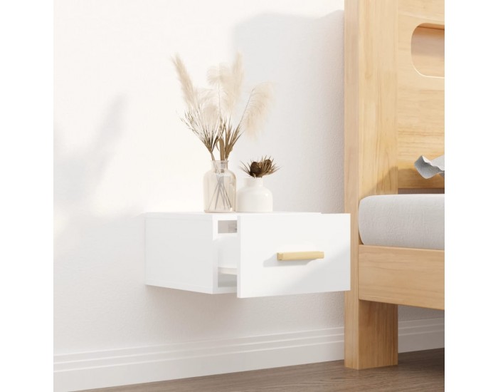 Sonata H Нощно шкафче за стенен монтаж, бяло, 35x35x20 см
