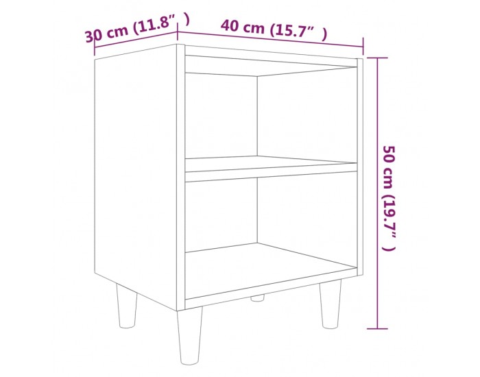 Sonata H Нощно шкафче с крака от масивно дърво, опушен дъб, 40x30x50 см