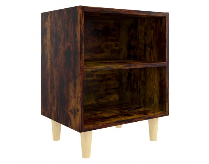 Sonata H Нощно шкафче с крака от масивно дърво, опушен дъб, 40x30x50 см
