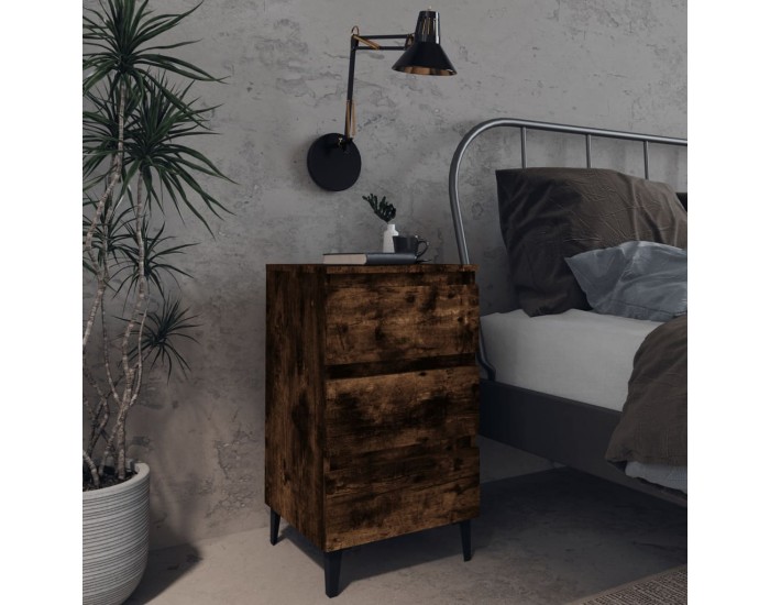 Sonata H Нощно шкафче с метални крака, опушен дъб, 40x35x69 см