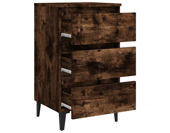 Sonata H Нощно шкафче с метални крака, опушен дъб, 40x35x69 см