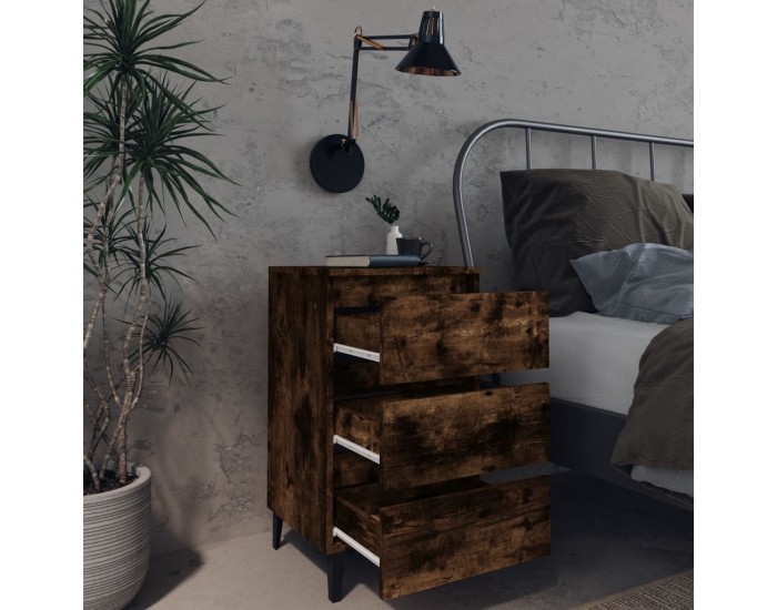 Sonata H Нощно шкафче с метални крака, опушен дъб, 40x35x69 см