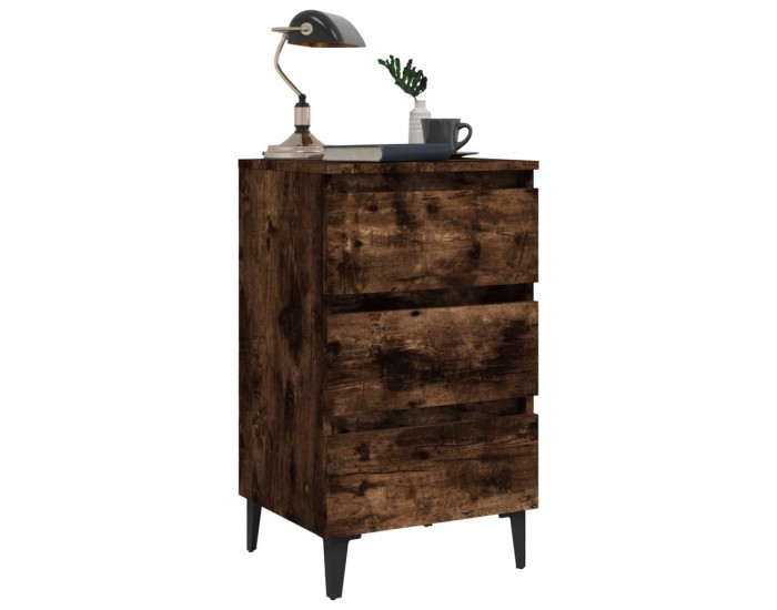 Sonata H Нощно шкафче с метални крака, опушен дъб, 40x35x69 см