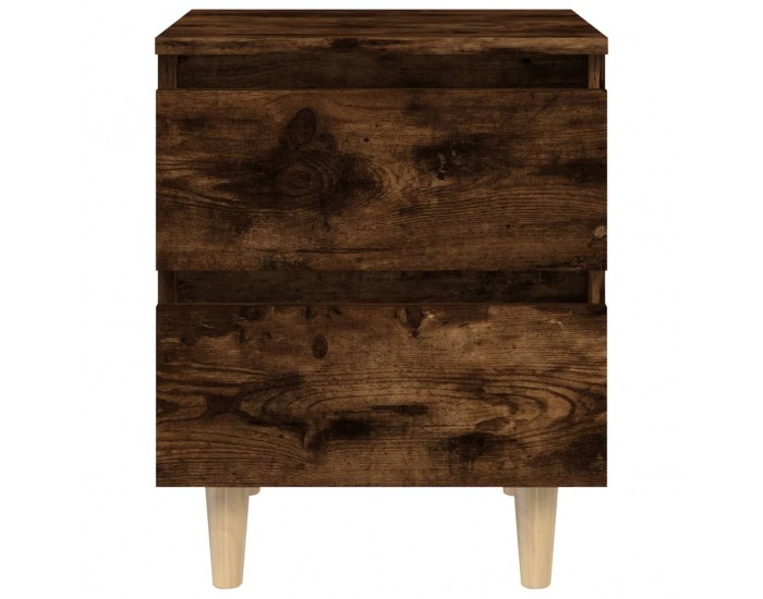 Sonata H Нощни шкафчета с крака дървен масив 2 бр опушен дъб 40x35x50 см