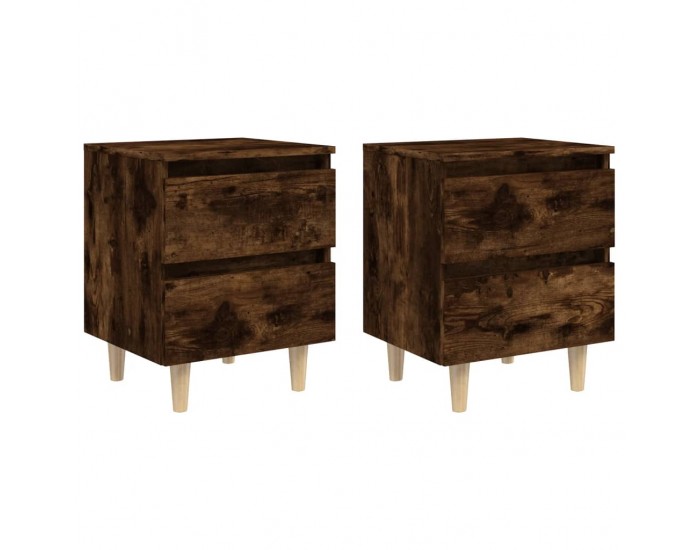 Sonata H Нощни шкафчета с крака дървен масив 2 бр опушен дъб 40x35x50 см
