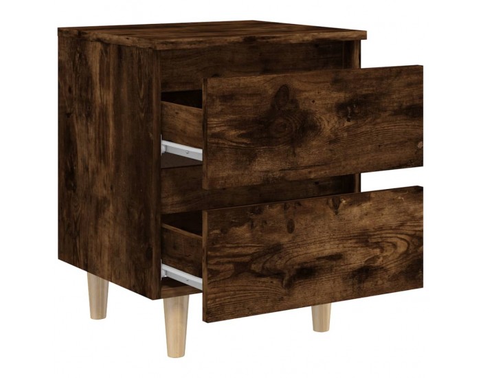 Sonata H Нощни шкафчета с крака дървен масив 2 бр опушен дъб 40x35x50 см