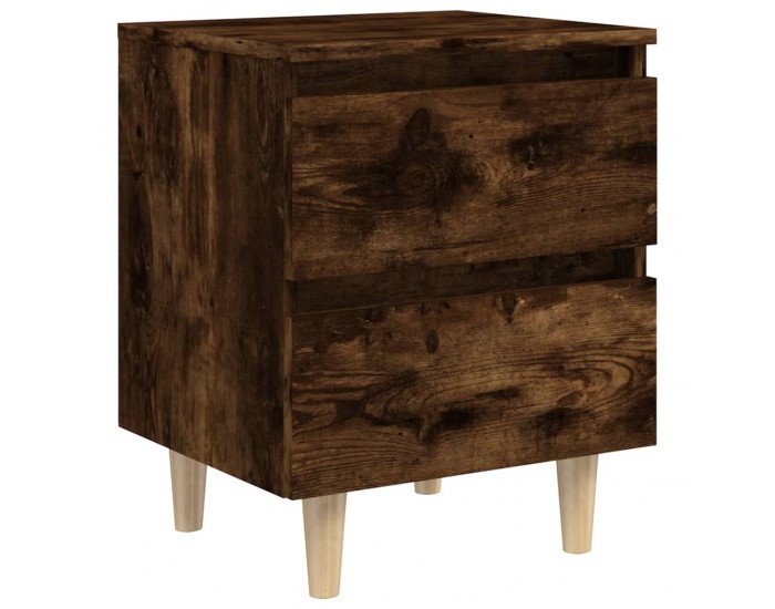 Sonata H Нощни шкафчета с крака дървен масив 2 бр опушен дъб 40x35x50 см