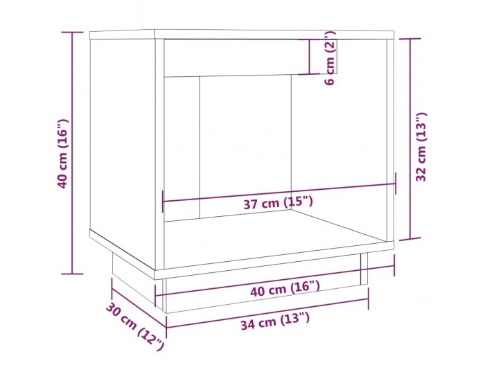 Sonata H Нощно шкафче, меденокафяво, 40x30x40 см, борово дърво масив