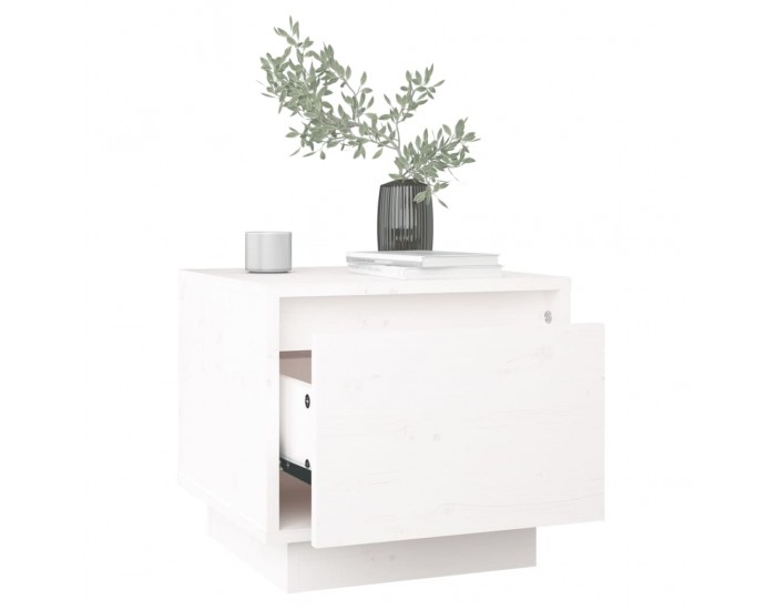 Sonata H Нощно шкафче, бяло, 35x34x32 см, борово дърво масив