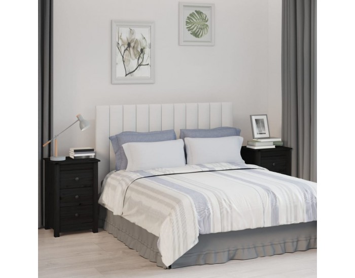 Sonata H Нощни шкафчета, 2 бр, черни, 40x35x61,5 см, борово дърво масив