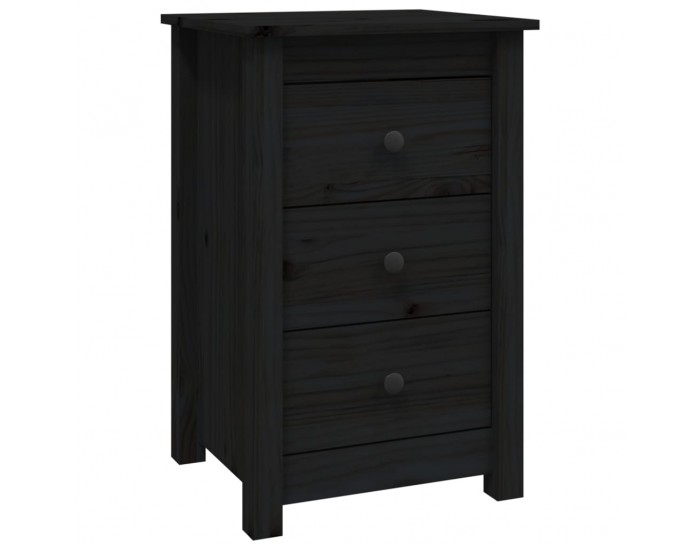 Sonata H Нощни шкафчета, 2 бр, черни, 40x35x61,5 см, борово дърво масив