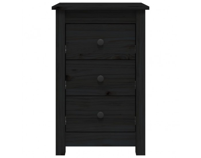 Sonata H Нощни шкафчета, 2 бр, черни, 40x35x61,5 см, борово дърво масив