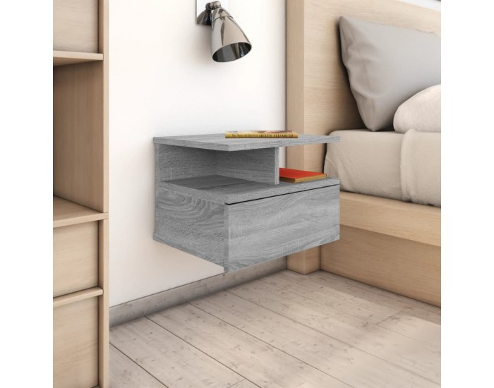 Sonata H Плаващи нощни шкафчета 2 бр Сив сонома 40x31x27 см инж. дърво