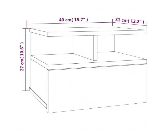 Sonata H Плаващи нощни шкафчета 2 бр Сив сонома 40x31x27 см инж. дърво