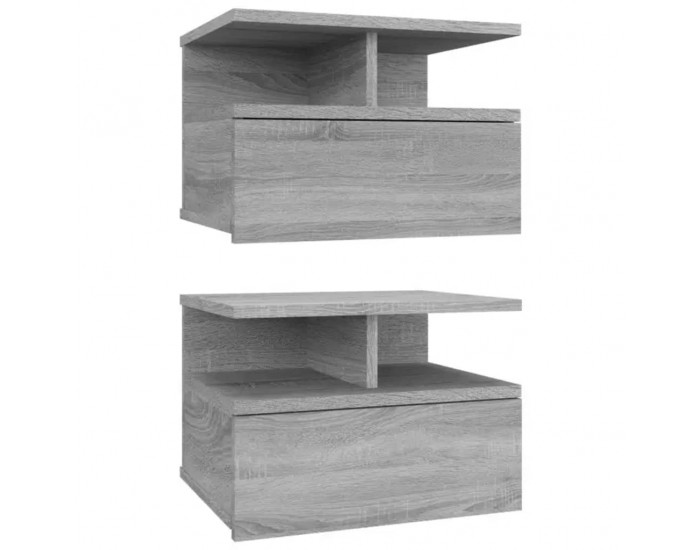 Sonata H Плаващи нощни шкафчета 2 бр Сив сонома 40x31x27 см инж. дърво