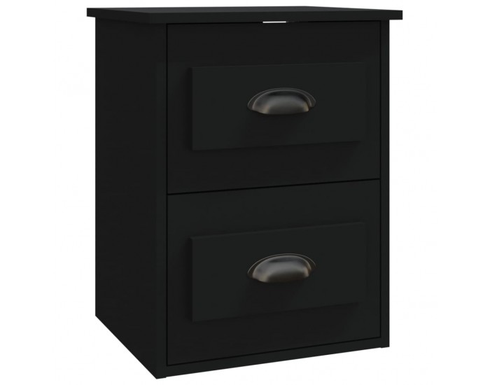 Sonata H Нощно шкафче за стенен монтаж, черно, 41,5x36x53 см