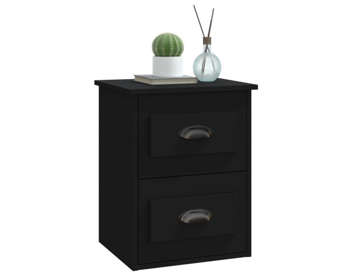 Sonata H Нощно шкафче за стенен монтаж, черно, 41,5x36x53 см