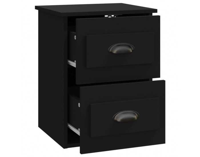 Sonata H Нощно шкафче за стенен монтаж, черно, 41,5x36x53 см