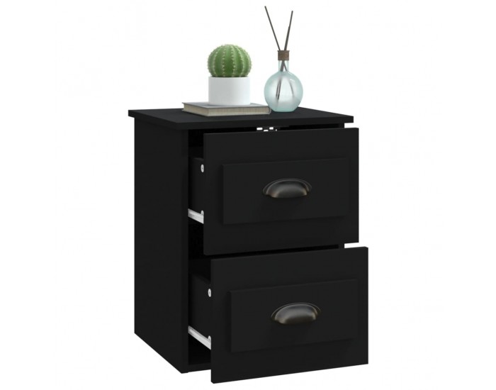 Sonata H Нощно шкафче за стенен монтаж, черно, 41,5x36x53 см