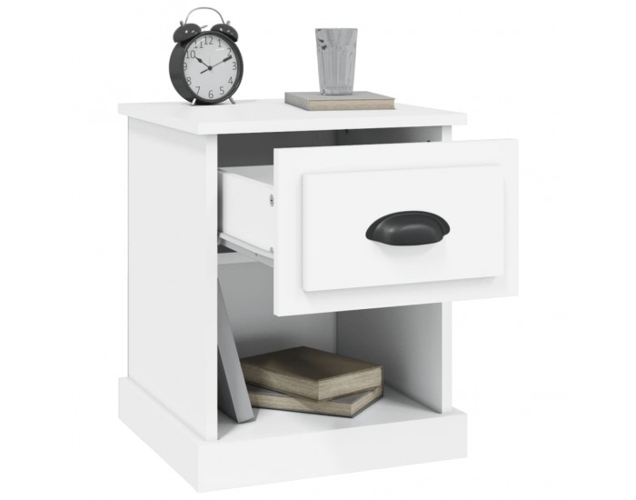 Sonata H Нощни шкафчета, 2 бр, бели, 39x39x47,5 см, инженерно дърво