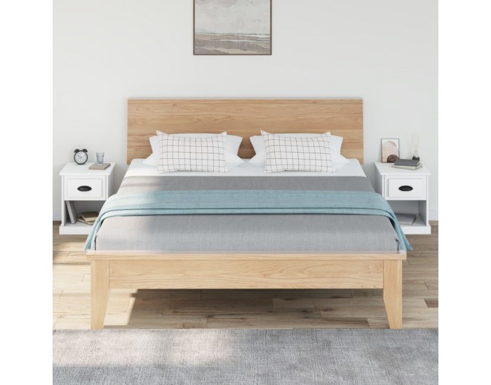 Sonata H Нощни шкафчета, 2 бр, бели, 39x39x47,5 см, инженерно дърво