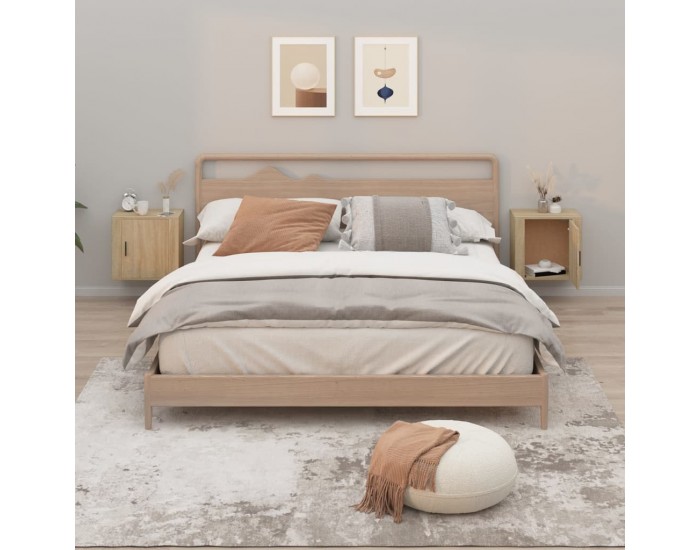 Sonata H Нощни шкафчета за стенен монтаж, 2 бр, сонома дъб, 50x30x47 см