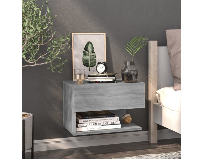 Sonata H Нощно шкафче за стенен монтаж, сив сонома