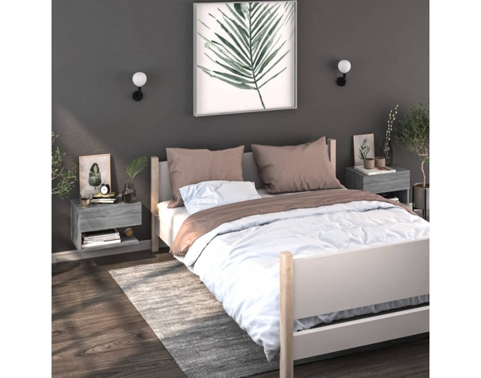 Sonata H Нощно шкафче за стенен монтаж, сив сонома