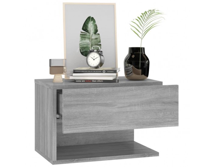 Sonata H Нощно шкафче за стенен монтаж, сив сонома
