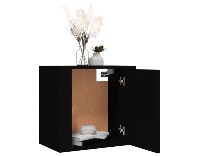 Sonata H Нощни шкафчета за стенен монтаж, 2 бр, черни 50x30x47 см