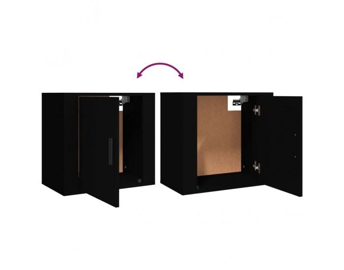 Sonata H Нощни шкафчета за стенен монтаж, 2 бр, черни 50x30x47 см