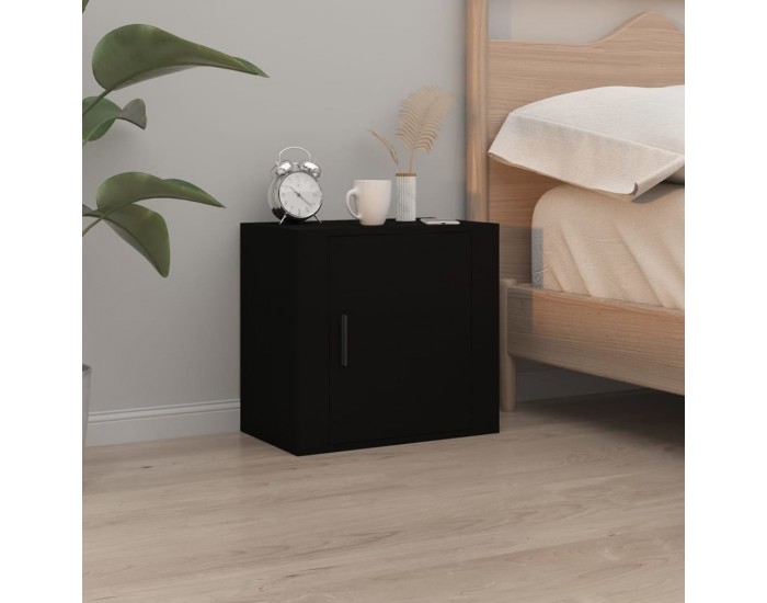 Sonata H Нощни шкафчета за стенен монтаж, 2 бр, черни 50x30x47 см