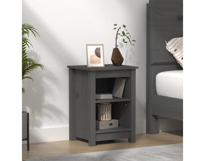 Sonata H Нощно шкафче, сиво, 40x35x55 см, борово дърво масив