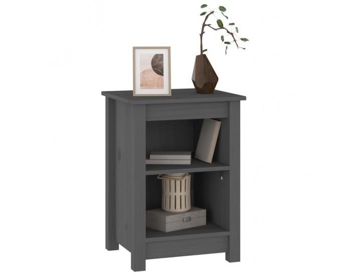 Sonata H Нощно шкафче, сиво, 40x35x55 см, борово дърво масив