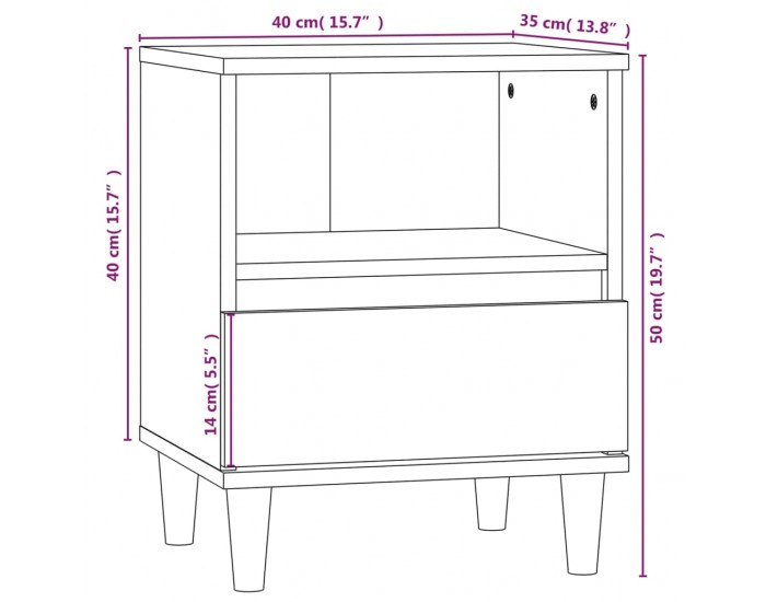 Sonata H Нощно шкафче, бетонно сиво, 40x35x50 см